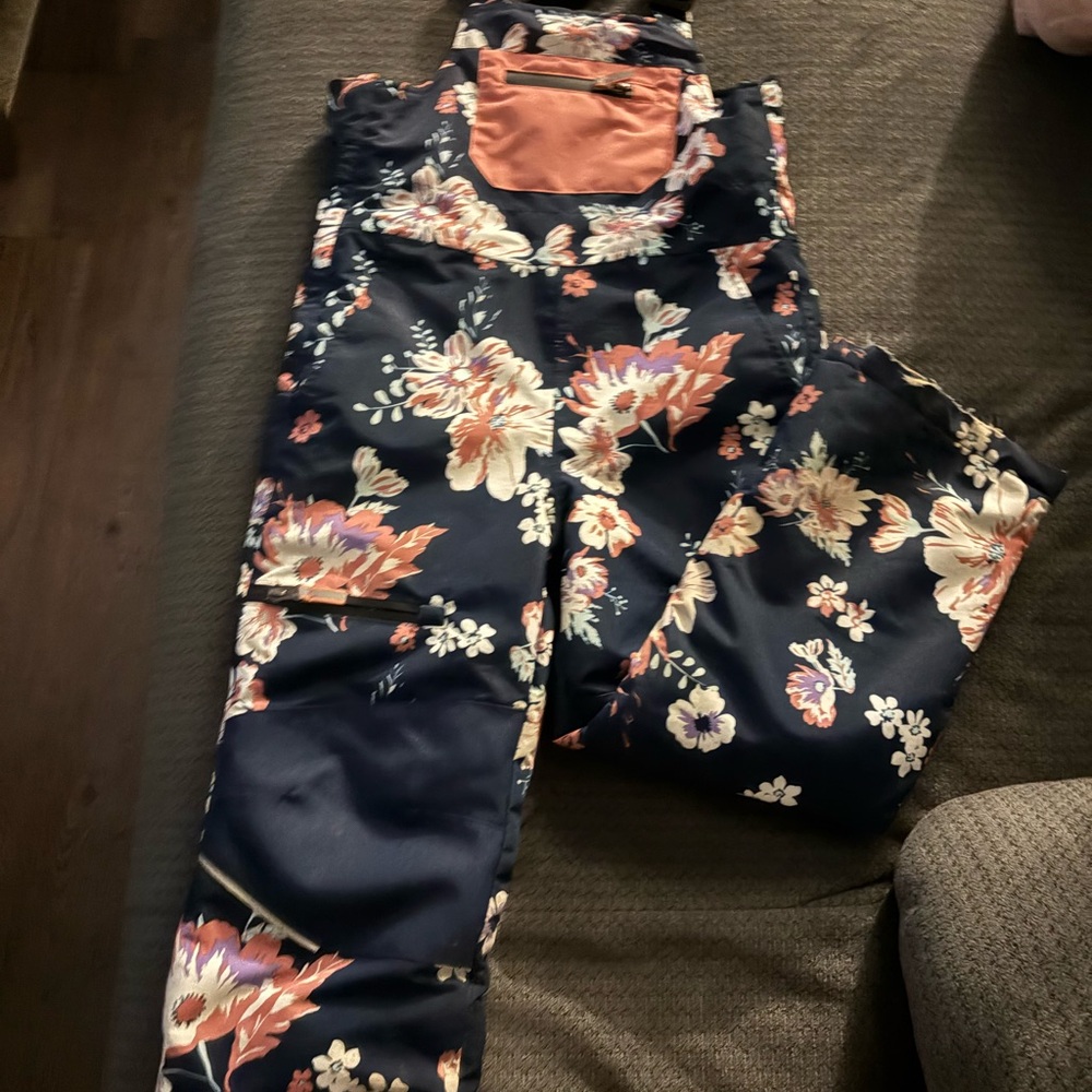 Floral Kids Snowpants with Pocket